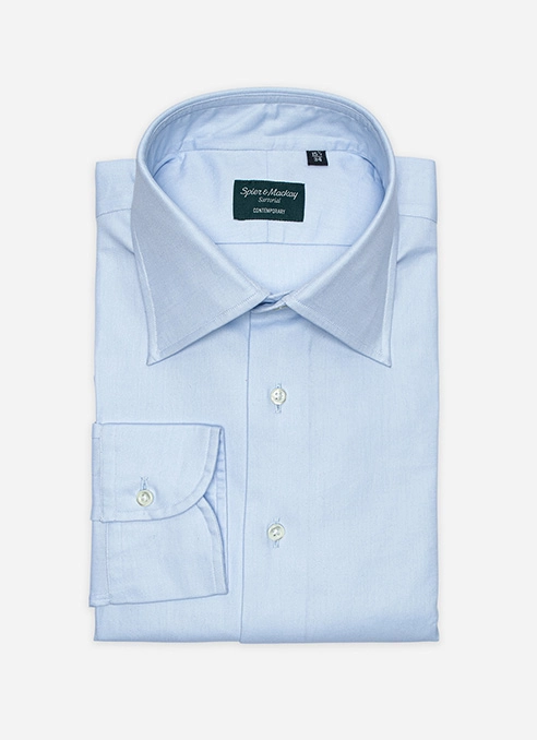 Light Blue - Italian Spread Collar - Fine Twill